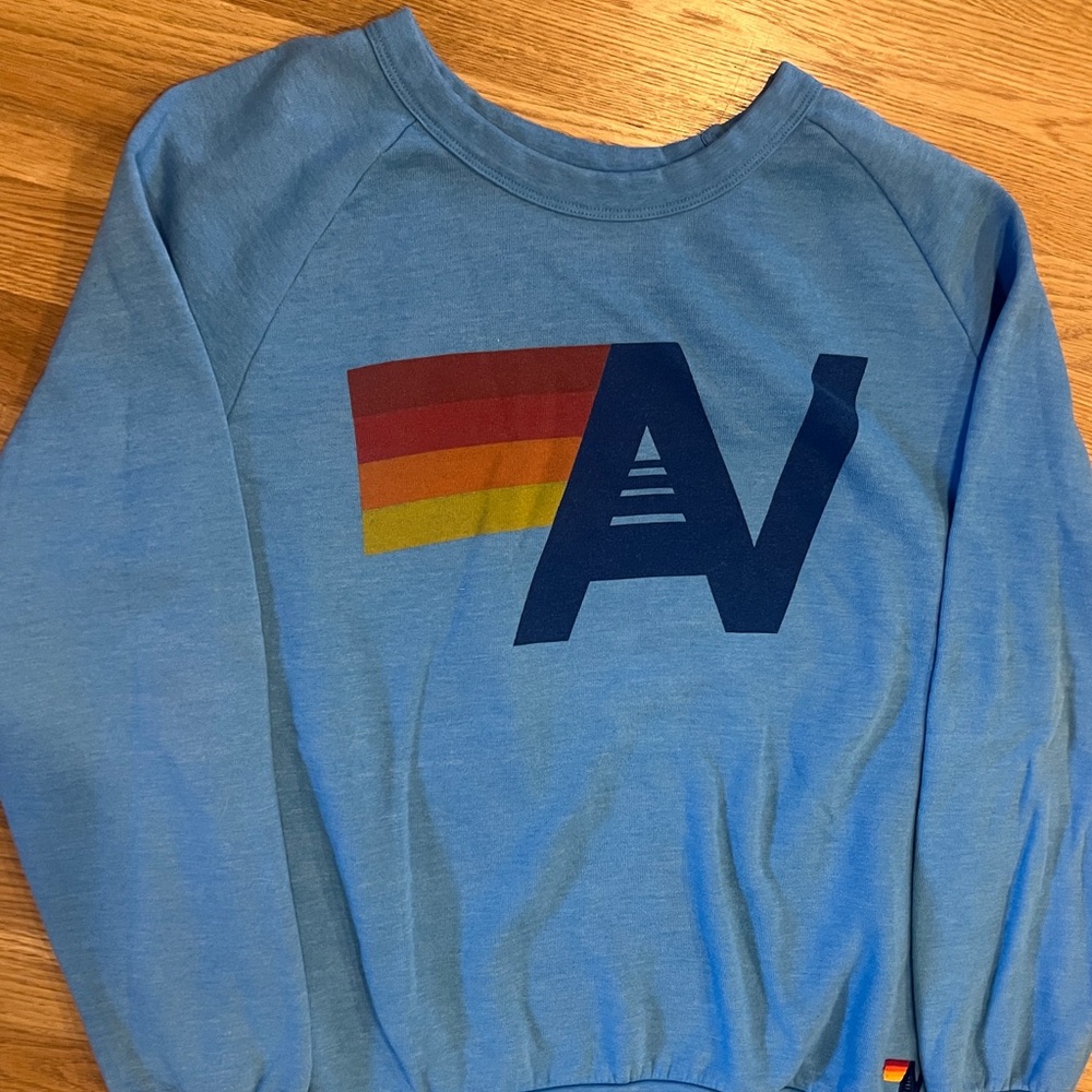 Aviator Nation logo crew sweatshirt. Size Large. Aqua blue. Like new